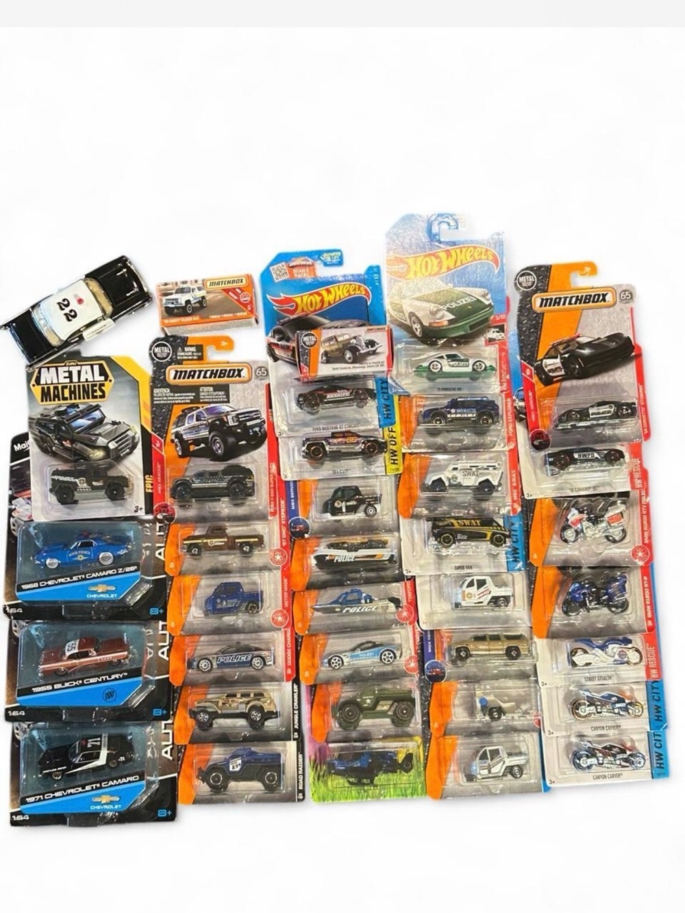 Hot Wheels, Matchbox, and Metal Machines Police & Rescue Die-Cast Car Collection